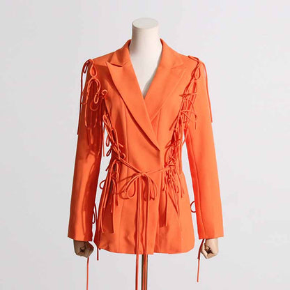 Long Sleeve Bow Embellished Mini Blazer Dress