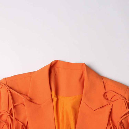 Long Sleeve Bow Embellished Mini Blazer Dress