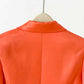 Women's Golden Lion Buttons Orange Skirts Blazer Suit Jacket + High Waist Skirts Belt Suit