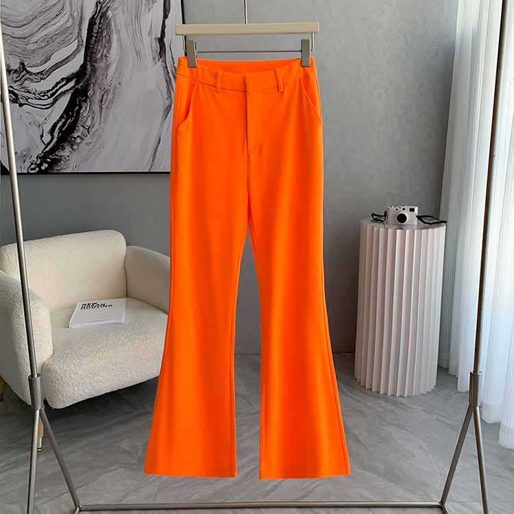 Women's One Button Orange Pantsuit Flare Pants Event Suit Two Pieces Formal Suits