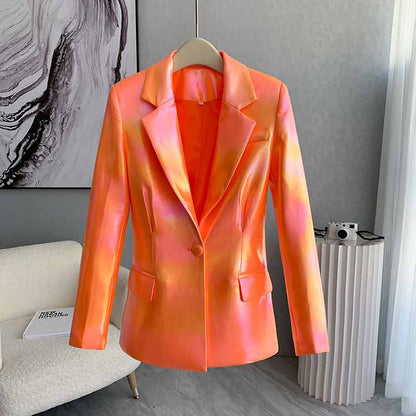 Women's One Button Orange Pantsuit Flare Pants Event Suit Two Pieces Formal Suits