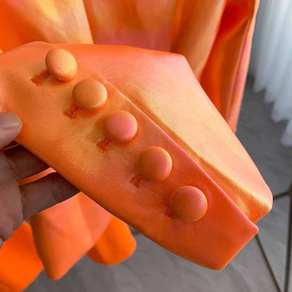 Women's One Button Orange Pantsuit Flare Pants Event Suit Two Pieces Formal Suits