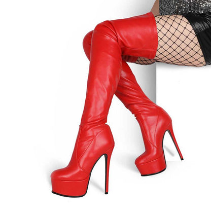 Women's Overknee Matte Boots Dance Platform Stiletto Stretch Thigh High Boots