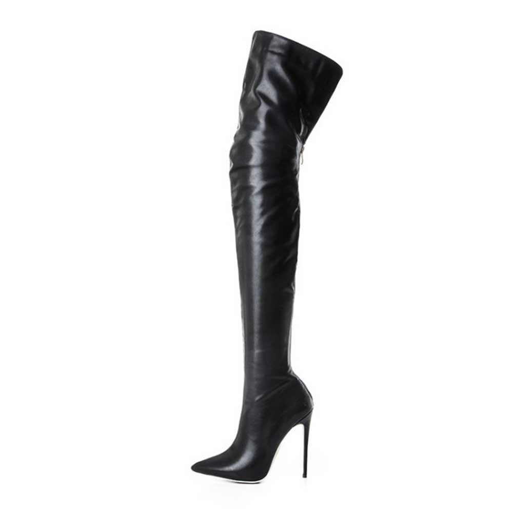 Women's Over The Knee Thigh High Boots Pointed Toe Zipper Heels Sexy Long Boots