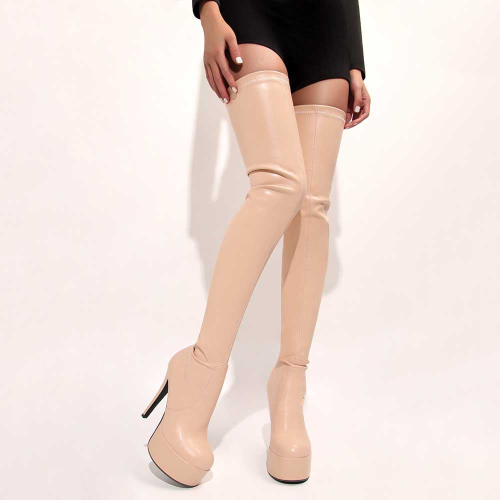 Women's Overknee Matte Boots Dance Platform Stiletto Stretch Thigh High Boots