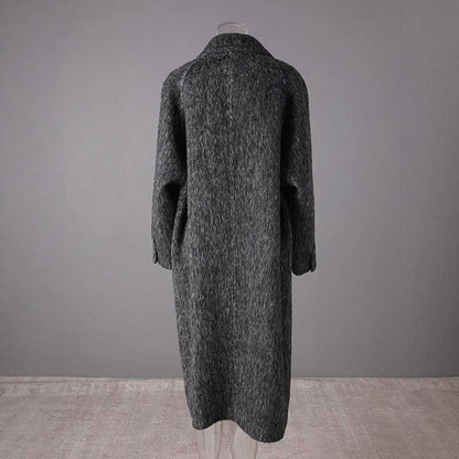 Back view of an oversized wool blend coat grey, featuring a relaxed fit and modern design for stylish warmth
