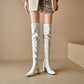 Women's Over Knee Chunky Heeled Patent Leather Boots