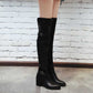 Womens Over Knee Thigh High Boots Stretch Block Heel Comfort Winter Lace-Up Boots