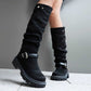 Women’s Knee High Low Heels Boots Pull-On Riding Boots