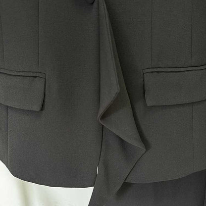 Women's Bow Sequin-Embellished Flared Pantsuit Black 2ps One Button Suit