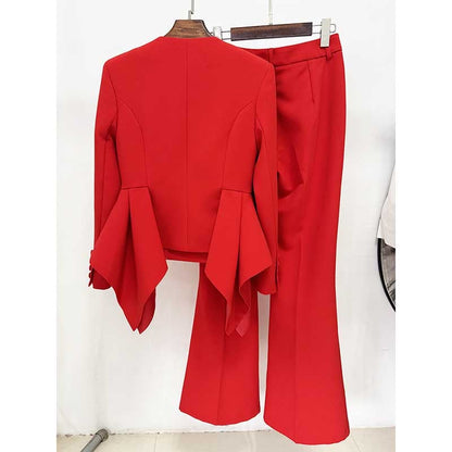 Womens 2 Pieces Formal Flared Pantsuit