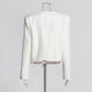 White Sequin Blazer Pantsuit Short Coat + Wide Legs 2 Pieces Set