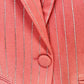 Women's Striped Blazer Set Single Button Diamond Suit Pants Set