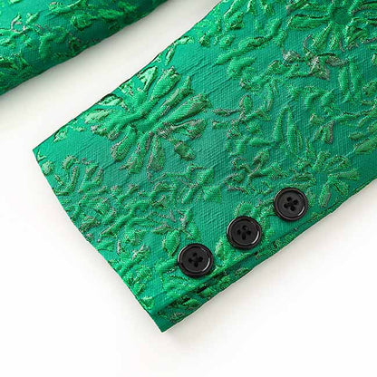 Green 3D Embroidered Suit Formal Pantsuit Stage Performance Two Pieces Suit