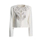 White Sequin Blazer Pantsuit Short Coat + Wide Legs 2 Pieces Set