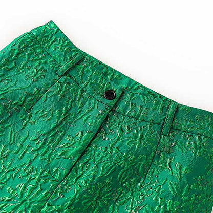 Green 3D Embroidered Suit Formal Pantsuit Stage Performance Two Pieces Suit