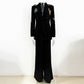 Women's Bow Sequin-Embellished Flared Pantsuit Black 2ps One Button Suit