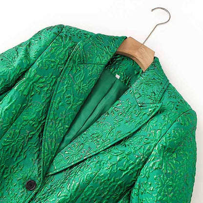 Green 3D Embroidered Suit Formal Pantsuit Stage Performance Two Pieces Suit