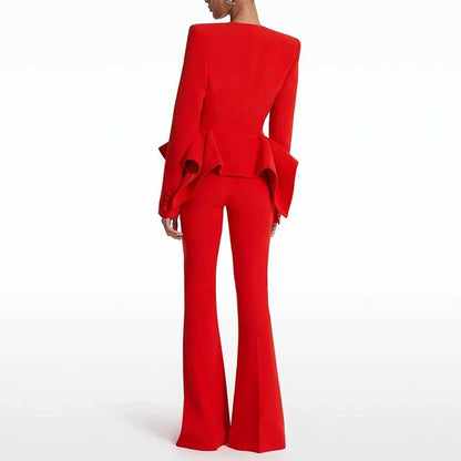 Womens 2 Pieces Formal Flared Pantsuit