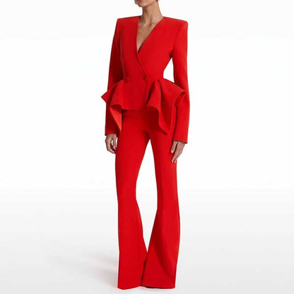 Womens 2 Pieces Formal Flared Pantsuit
