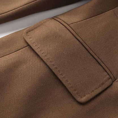 One Button Coffee Pantsuit Fitted Blazer + Mid-High Rise Trousers Pantsuit Suit Formal Wear