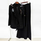 Women's Bow Sequin-Embellished Flared Pantsuit Black 2ps One Button Suit