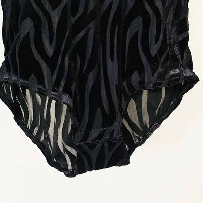 Zebra Velvet Black Bodysuit with flared trousers in black