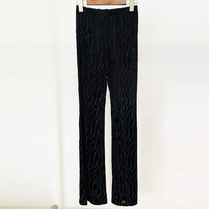 Zebra Velvet Black Bodysuit with flared trousers in black