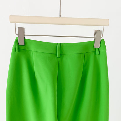 Women Green Pantsuit fitted Blazer + Mid-High Rise Flare Trousers Suit Pantsuit