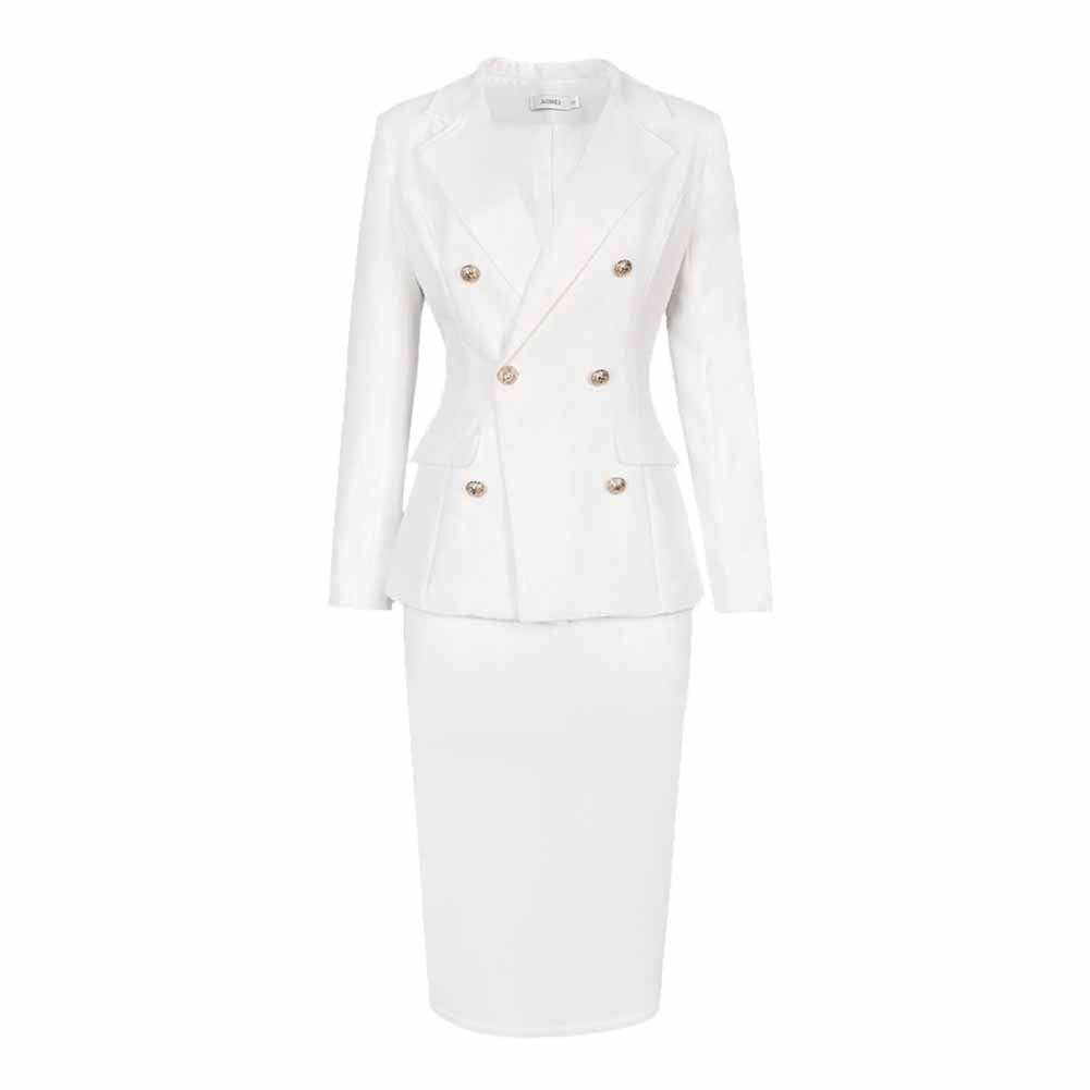 Womens Formal Skirt Suit Long Sleeves Two Pieces Business Suit – SD ...