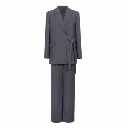 Womens Pantsuit Lace up Trouser Suit Two Pieces Formal Trendy suit