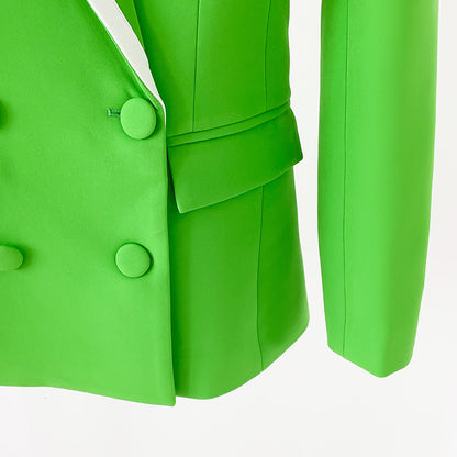 Women Green Pantsuit fitted Blazer + Mid-High Rise Flare Trousers Suit Pantsuit