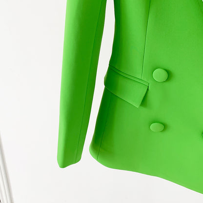 Women Green Pantsuit fitted Blazer + Mid-High Rise Flare Trousers Suit Pantsuit