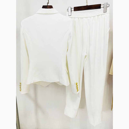 Womens White Pantsuit Pencil Trousers Suit Two Pieces suit