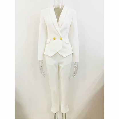 Womens White Pantsuit Pencil Trousers Suit Two Pieces suit