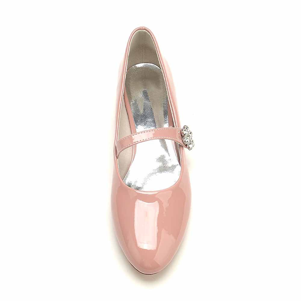 S&DCo. Pink Patent Leather Wedding Shoes with Decorative Buckle for Elegant Brides