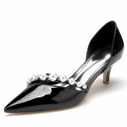 S&DCo. black pumps with pearl strap for a stylish and elegant look