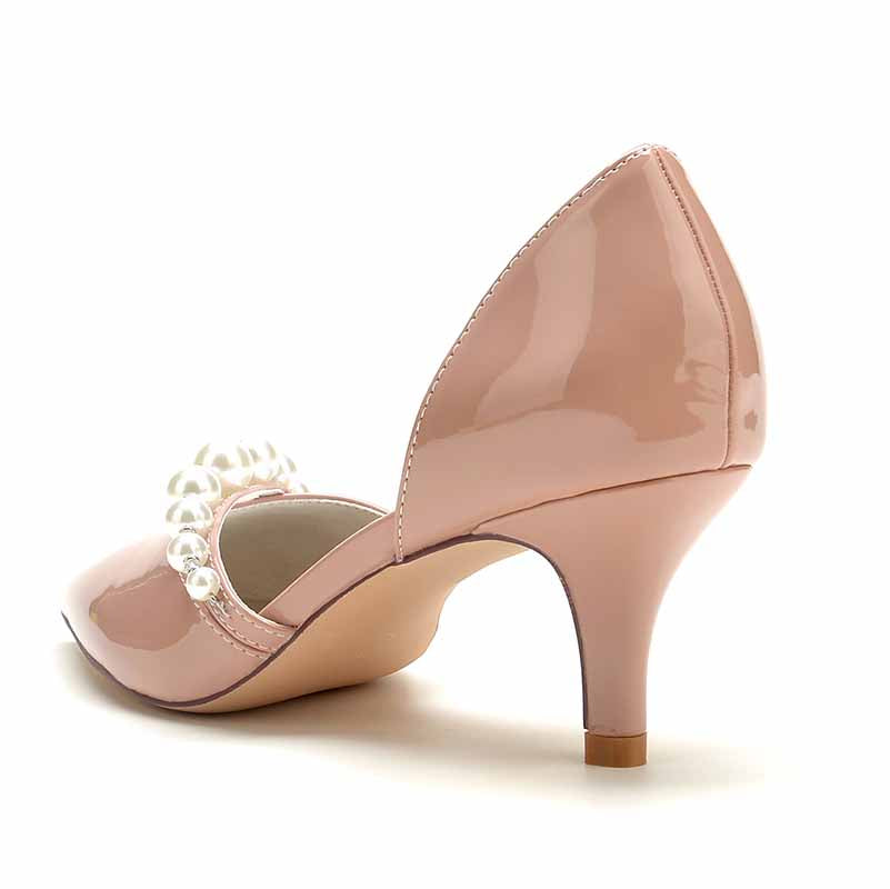 Stylish pearl strap black pumps with a sleek design and elegant heel from S&DCo.