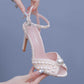 4.13" Heeled Wedding Sandals Vintage Peep Toe Bridal Shoes