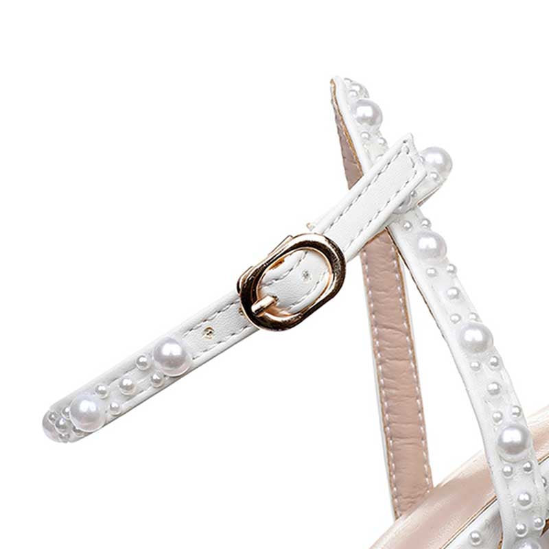 2.96" Chunky Wedding Sandals Vintage Peep Toe Block Heeled Bridal Shoes