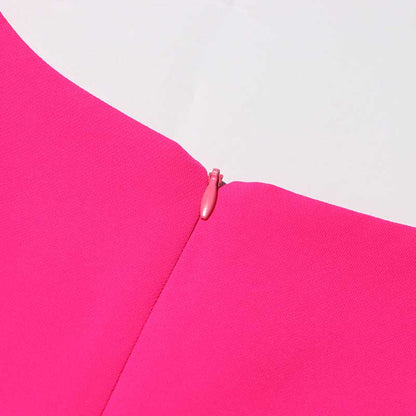 Sleeveless Pink A-Line Mini Dress With Bow Shoulder Straps