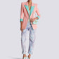 Women's Single Breasted Blazer Double Crepe Two-Tone Jacket