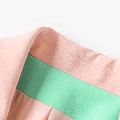 Women's Single Breasted Blazer Double Crepe Two-Tone Jacket