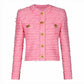 Women's Five Button Tweed Jacket Pink Blazer