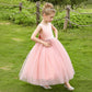 Little Girl Ball Gown Floor Length Satin Tulle Flower Girl Dress