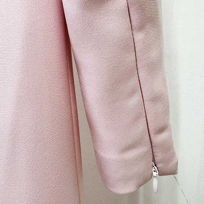 Women's Pink Midi Dress Crystal Beaded Tea Length Cocktail Dress