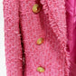 Pink Tweed Mini Dress with 7-Buttons