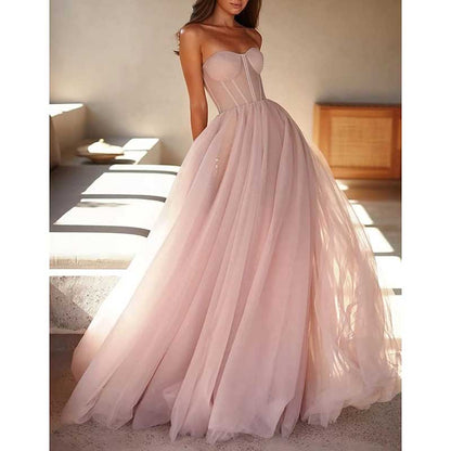Sweetheart Ball Gown Prom Dress Tulle Long Women Formal Evening Gowns