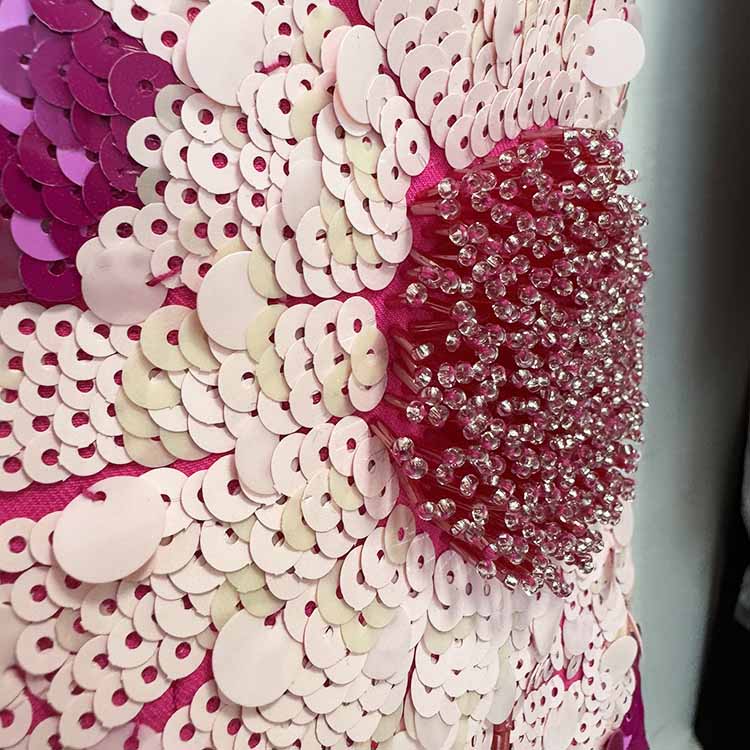 Sequin-Embellished Midi Dress With Puf-Sleeves