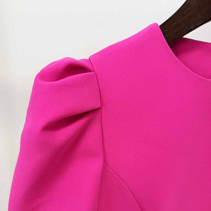 Sequin-Embellished Midi Dress With Puf-Sleeves